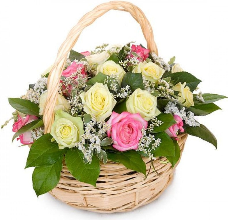 из белых и розовых роз Букет «Твоя улыбка»